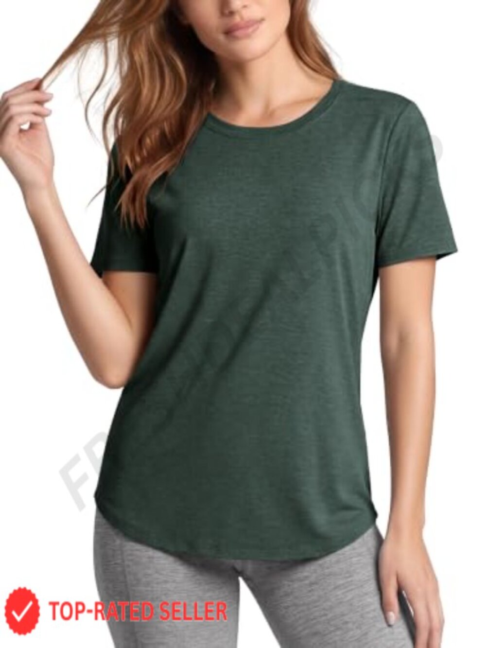 Women's Short Sleeve Performance Tunic Tee Crew Neck Side Slit Relaxed